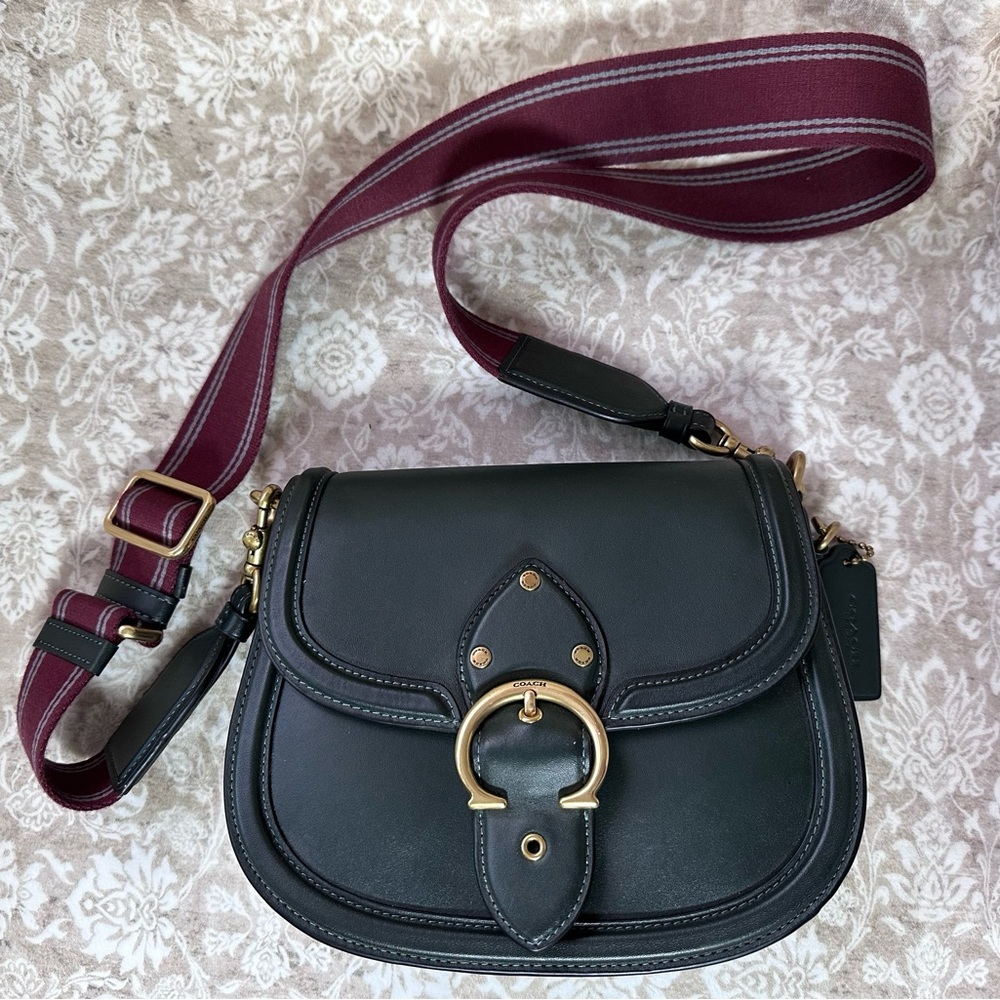 COACH Beat Saddle Bag in Amazon Green Glovetanned Leather NWOT